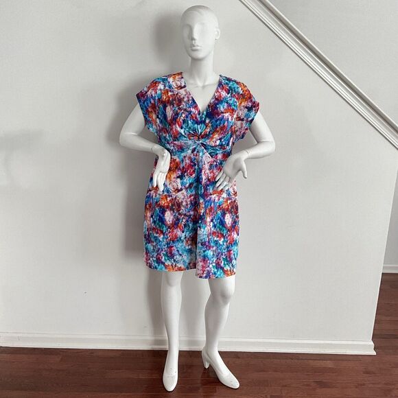 Soft Surroundings Day Spa Swim Dress Multi Abstract Short Sleeve Cover-up L - Picture 8 of 10